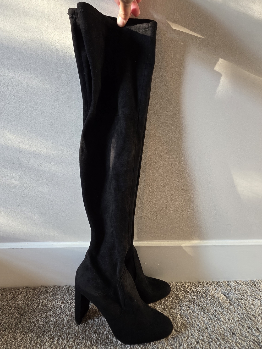 ALDO Black Suede Over-The-Knee Boots Block Heel Size [8 1/2] Excellent Condition